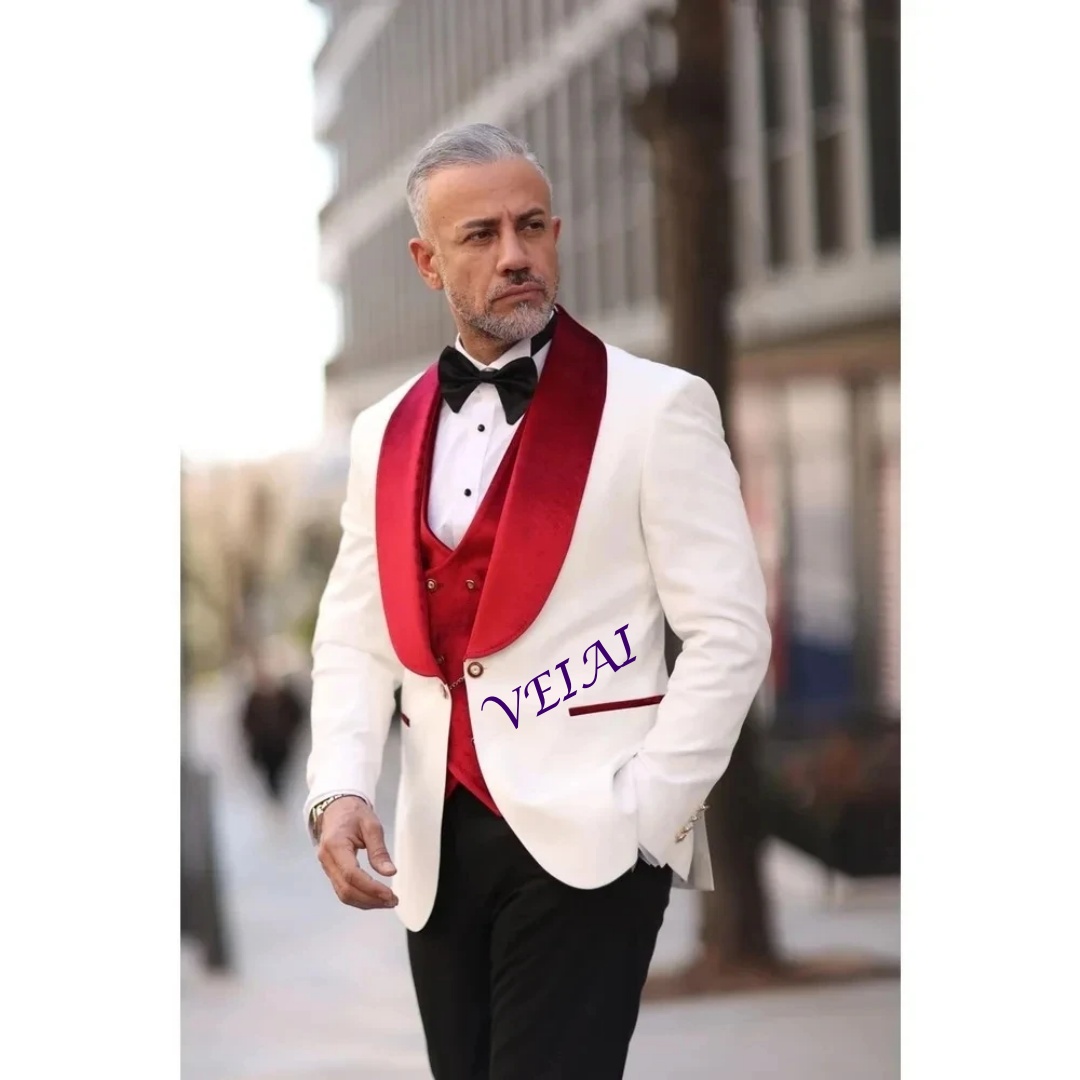 Men Formal Wear Pants - CustomizedMen Wedding Tuxedos Red Velvet Vest