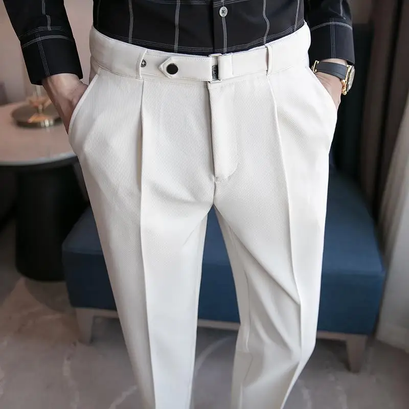 Korean Men Formal Wear - Tressed Trousers For Men Slim Fit
