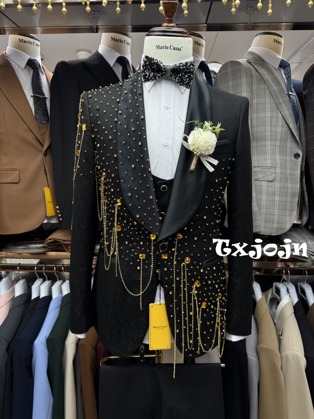 Men Formal Wear Pants - New Golden Beaded Tassel Suit Set