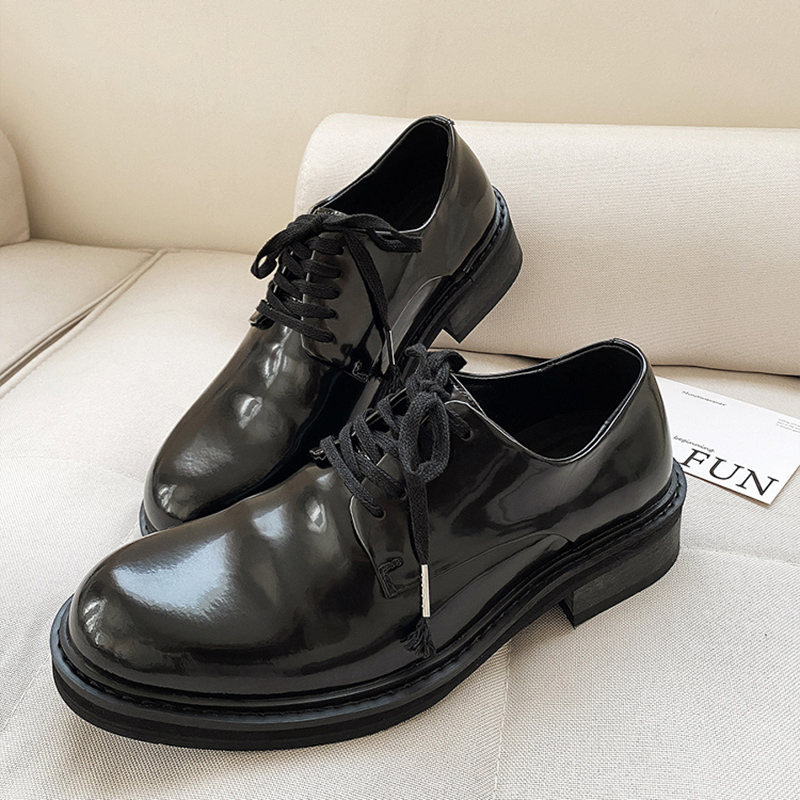 Men'S Formal Office Wear Shoes - Top layer cowhide pleated lace up