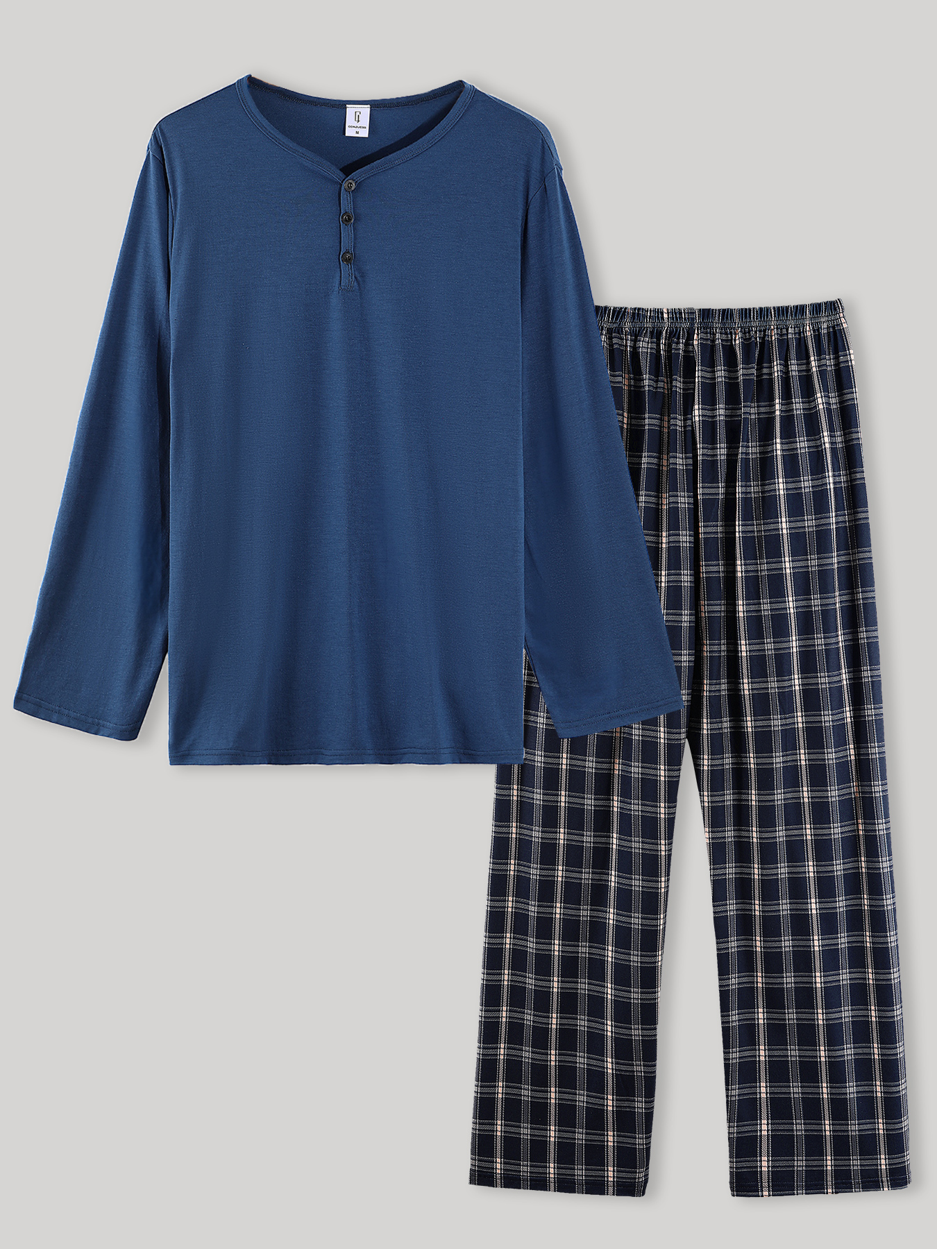 Mens Formal - Men's Spring Autumn Blue Henry Collar