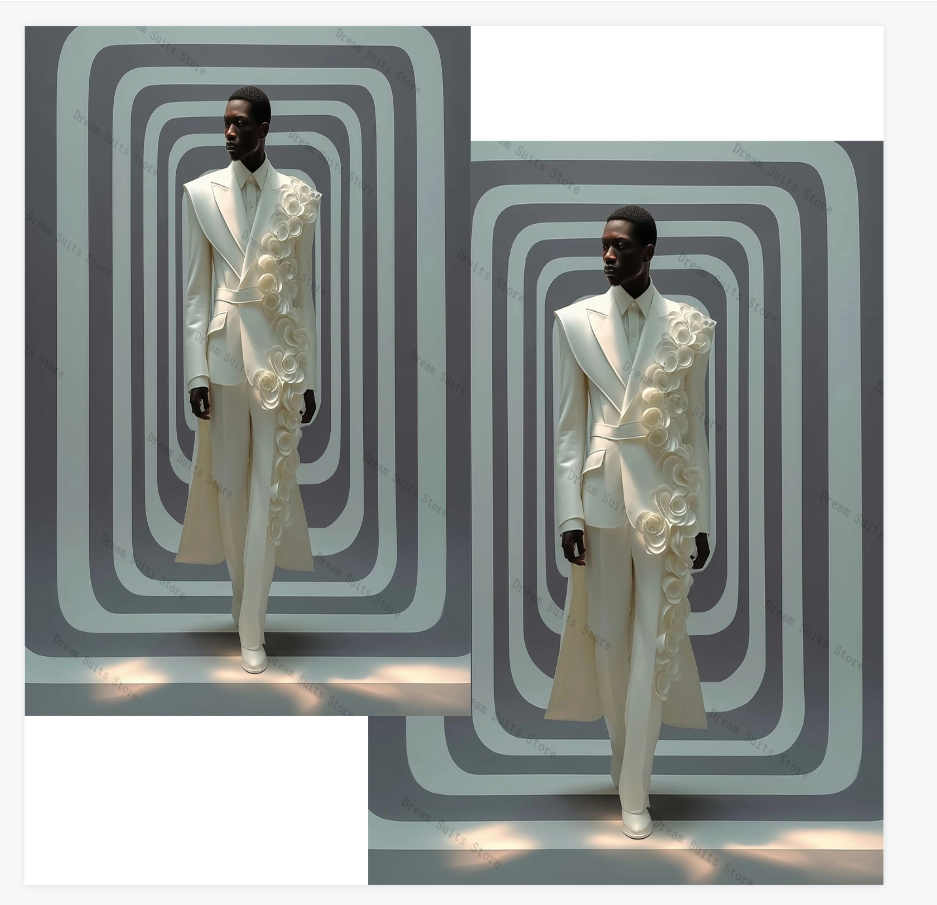 White Hi-Lo Men Suit Set 2 Pie - مراجعة Men Formal Wear With Coat وسعره