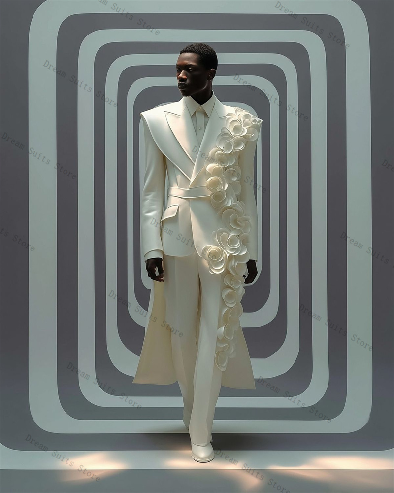 White Hi-Lo Men Suit Set 2 Pie - مراجعة Men Formal Wear With Coat وسعره