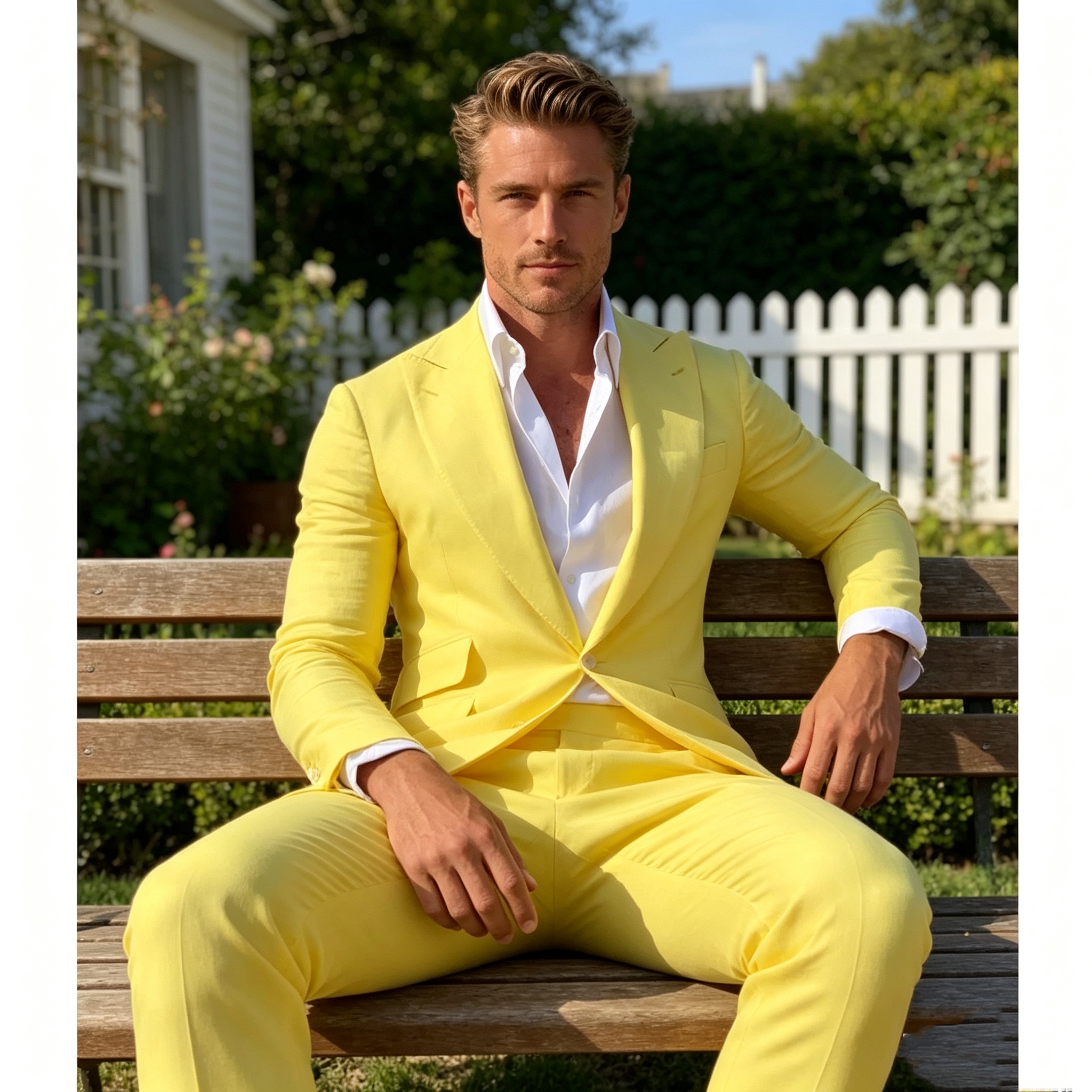 Slim Fit Yellow Men's 2-Piece  - مراجعة Wool Suit Jacket وسعره