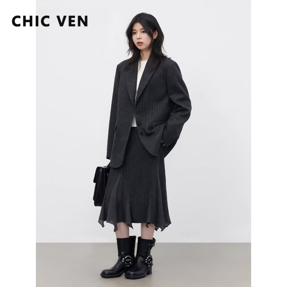 CHIC VEN Fashion Women Woolen  - مراجعة Wool Suit Jacket وسعره