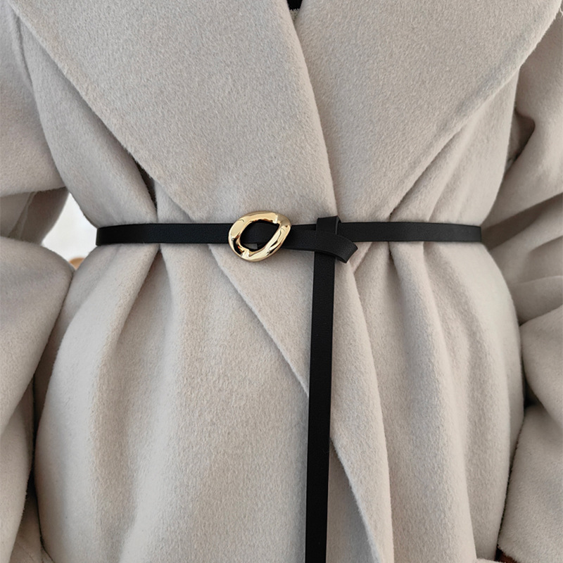 Thin Knotted Waist Chain Belt  - مراجعة Formal Belt Leather Thin وسعره