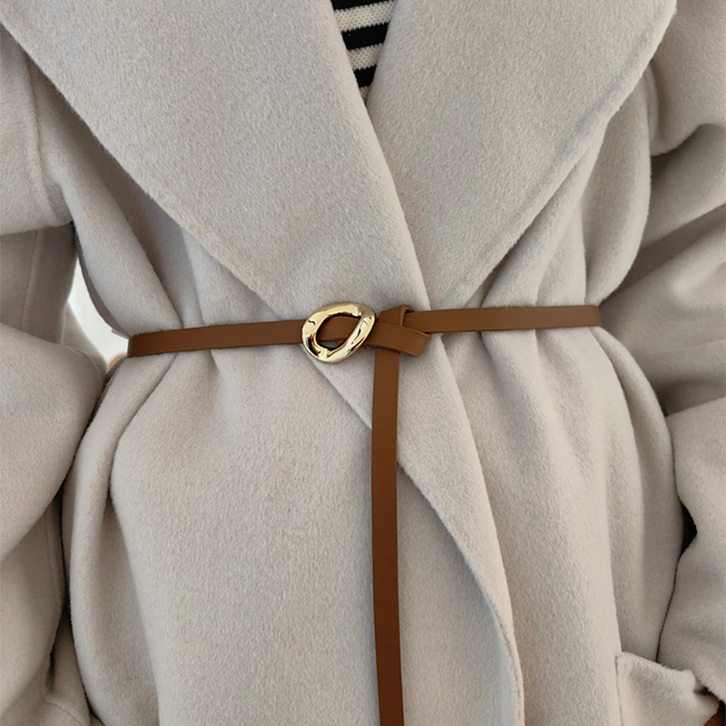 Thin Knotted Waist Chain Belt  - مراجعة Formal Belt Leather Thin وسعره