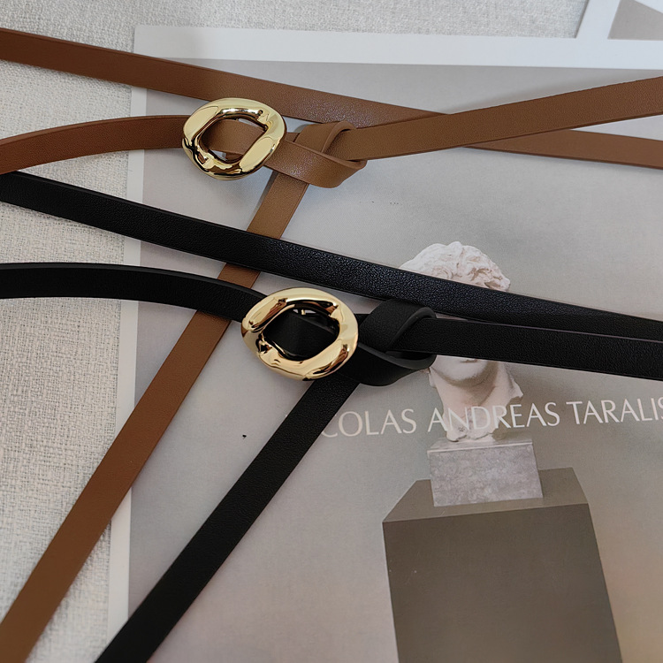 Thin Knotted Waist Chain Belt  - مراجعة Formal Belt Leather Thin وسعره