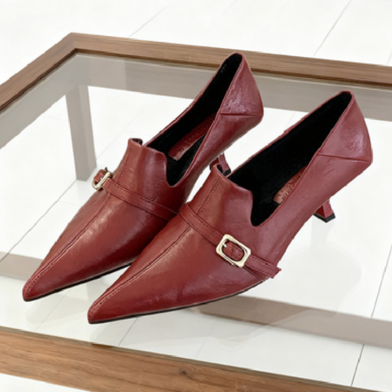 Elegant Kitten Heel Women Pump - مراجعة Formal Belt Leather Thin وسعره