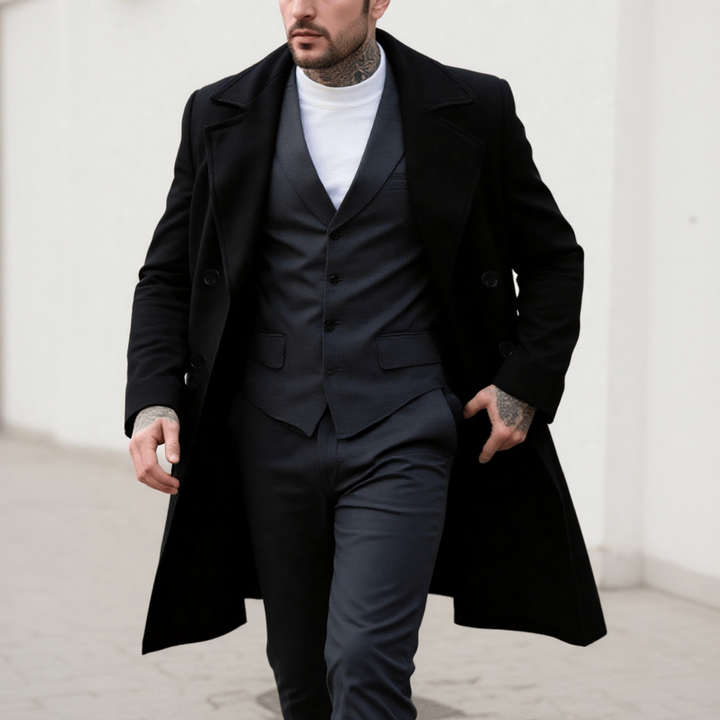 Men's Classic Double-Breasted  - مراجعة Men Formal Wear With Coat وسعره