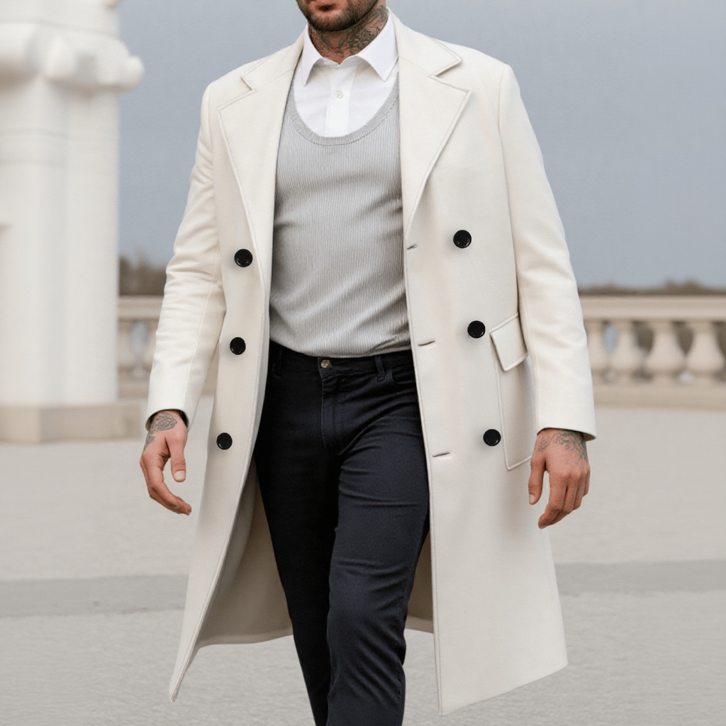 Men's Classic Double-Breasted  - مراجعة Men Formal Wear With Coat وسعره