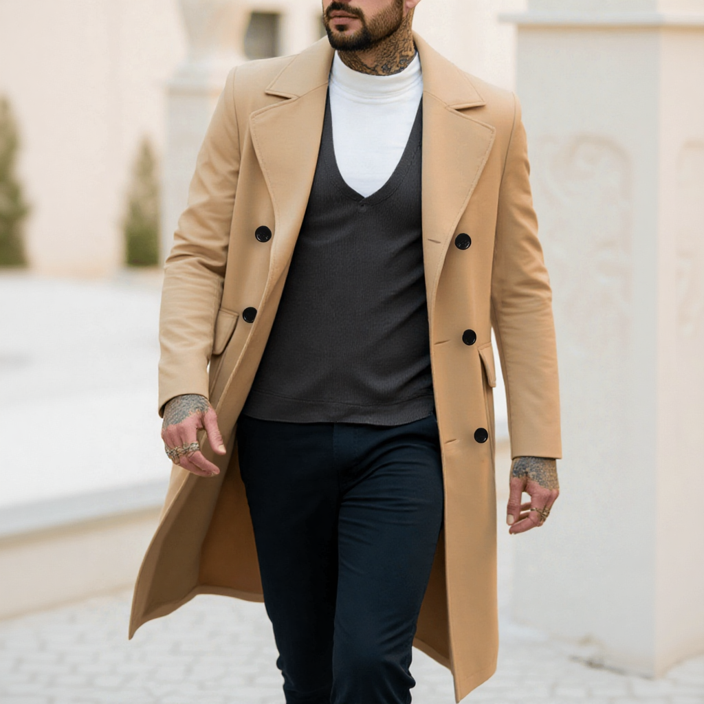Men's Classic Double-Breasted  - مراجعة Men Formal Wear With Coat وسعره