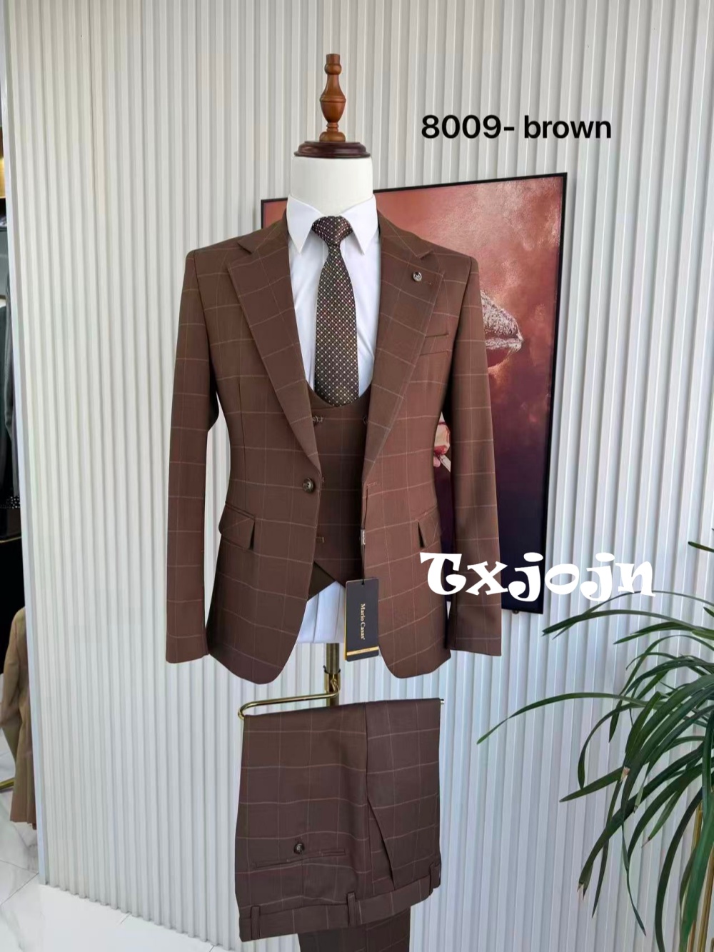 Men's Plaid Tuxedo 3 Pieces Ja - مراجعة Men Formal Wear Pants وسعره