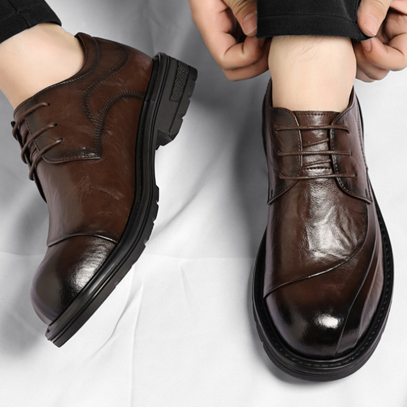 Brown Burnished Genuine Leathe - مراجعة Men'S Formal Office Wear Shoes وسعره