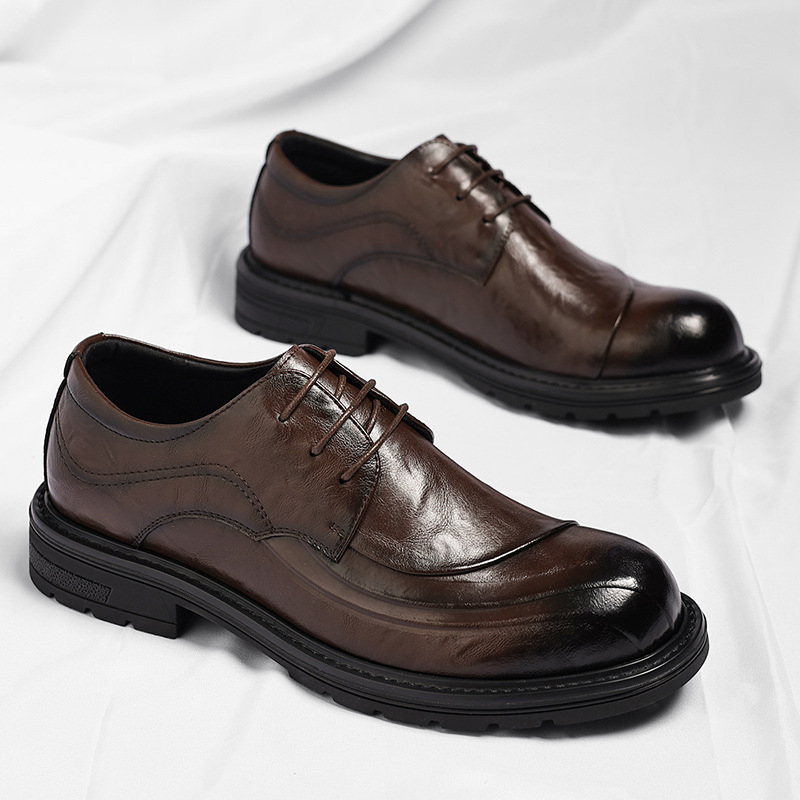 Brown Burnished Genuine Leathe - مراجعة Men'S Formal Office Wear Shoes وسعره