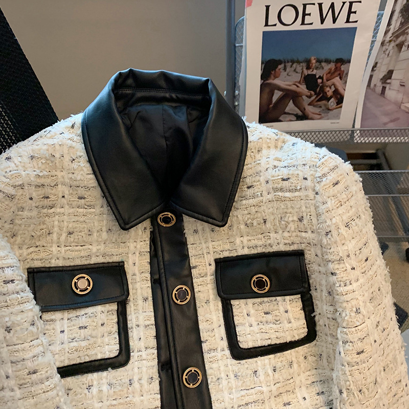Contrast Stitching Tweed Fragr - مراجعة Wool Suit Jacket وسعره
