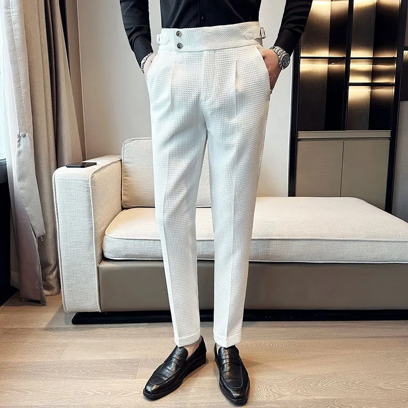 Spring New Pantalones High Wai - مراجعة Korean Men Formal Wear وسعره