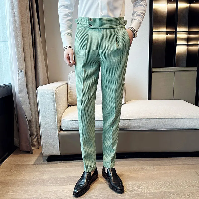 Spring New Pantalones High Wai - مراجعة Korean Men Formal Wear وسعره