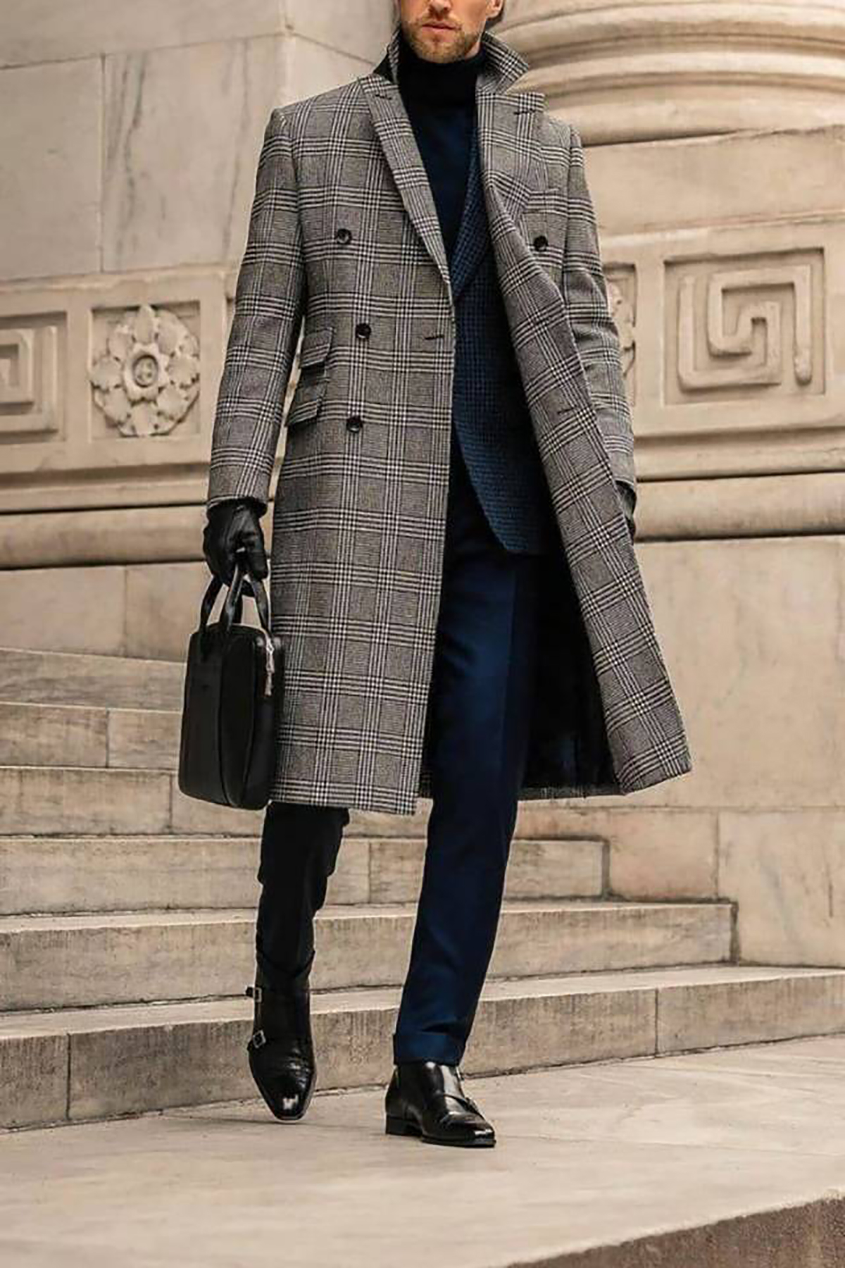 Plaid Woolen Overcoat Jacket F - مراجعة Men Formal Wear With Coat وسعره