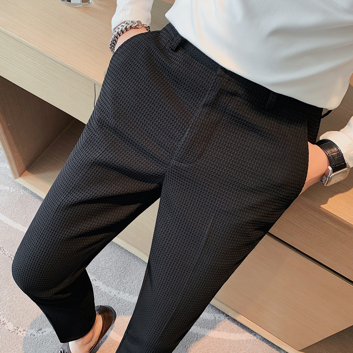 Korean Spring New Pantalones H - مراجعة Korean Men Formal Wear وسعره