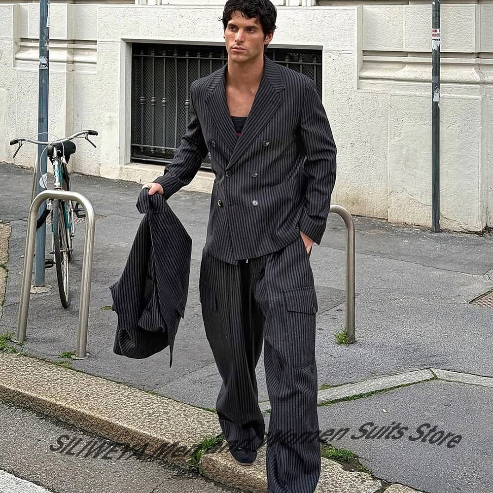 Elegant Man Suit Pinstripe Dou - مراجعة Men Formal Wear Pants وسعره