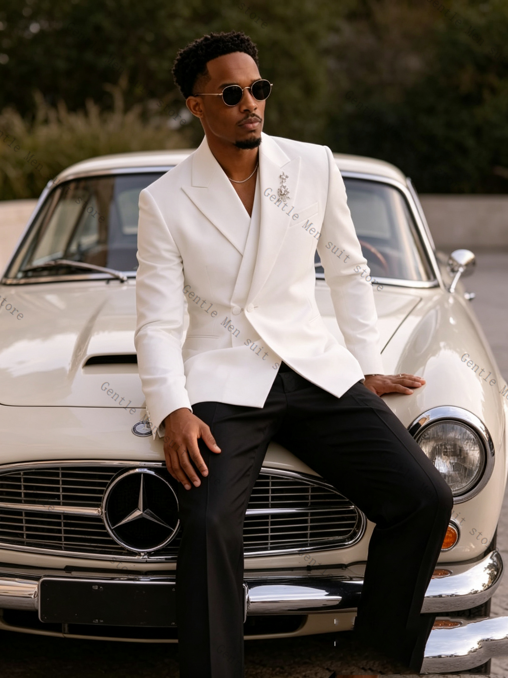 White Men Suit Set 2 Pcs Blaze - مراجعة Men Formal Wear With Coat وسعره