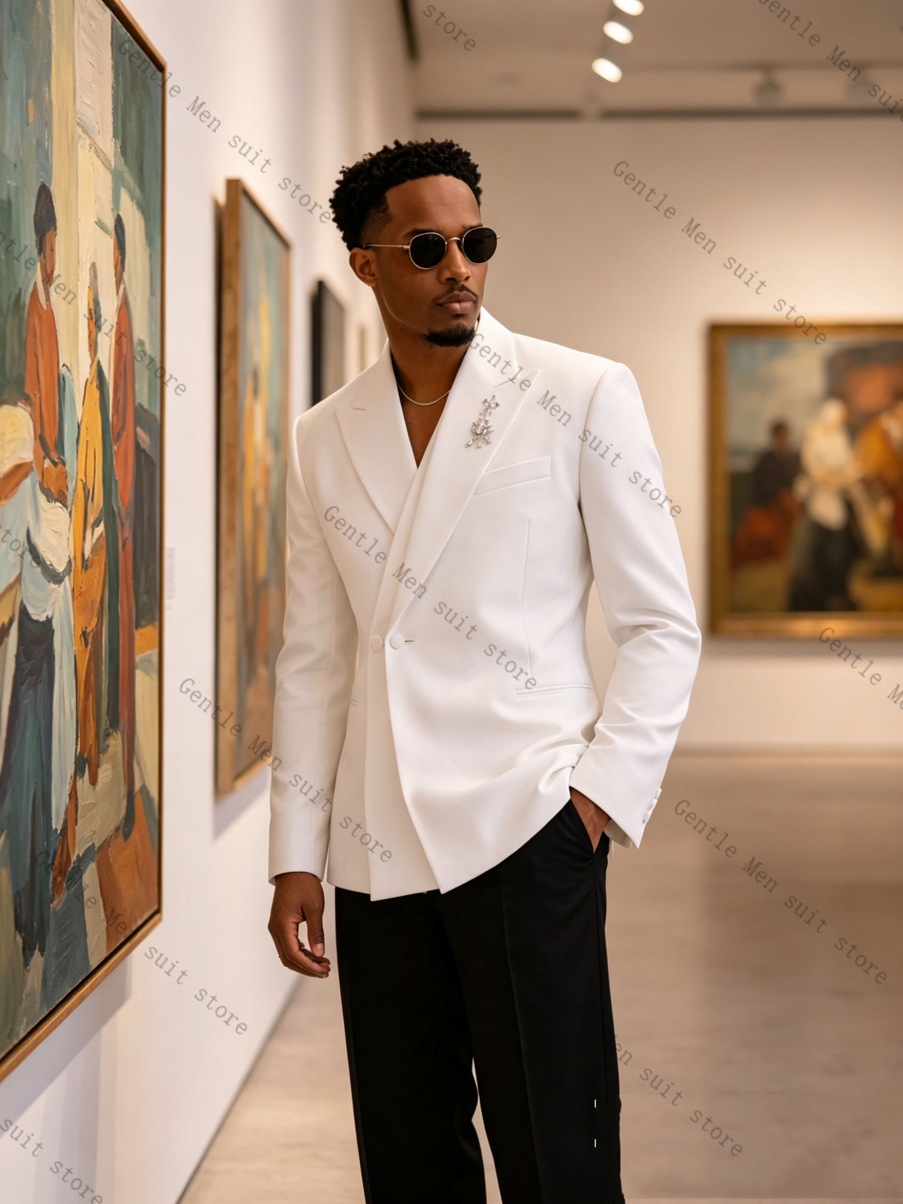 White Men Suit Set 2 Pcs Blaze - مراجعة Men Formal Wear With Coat وسعره