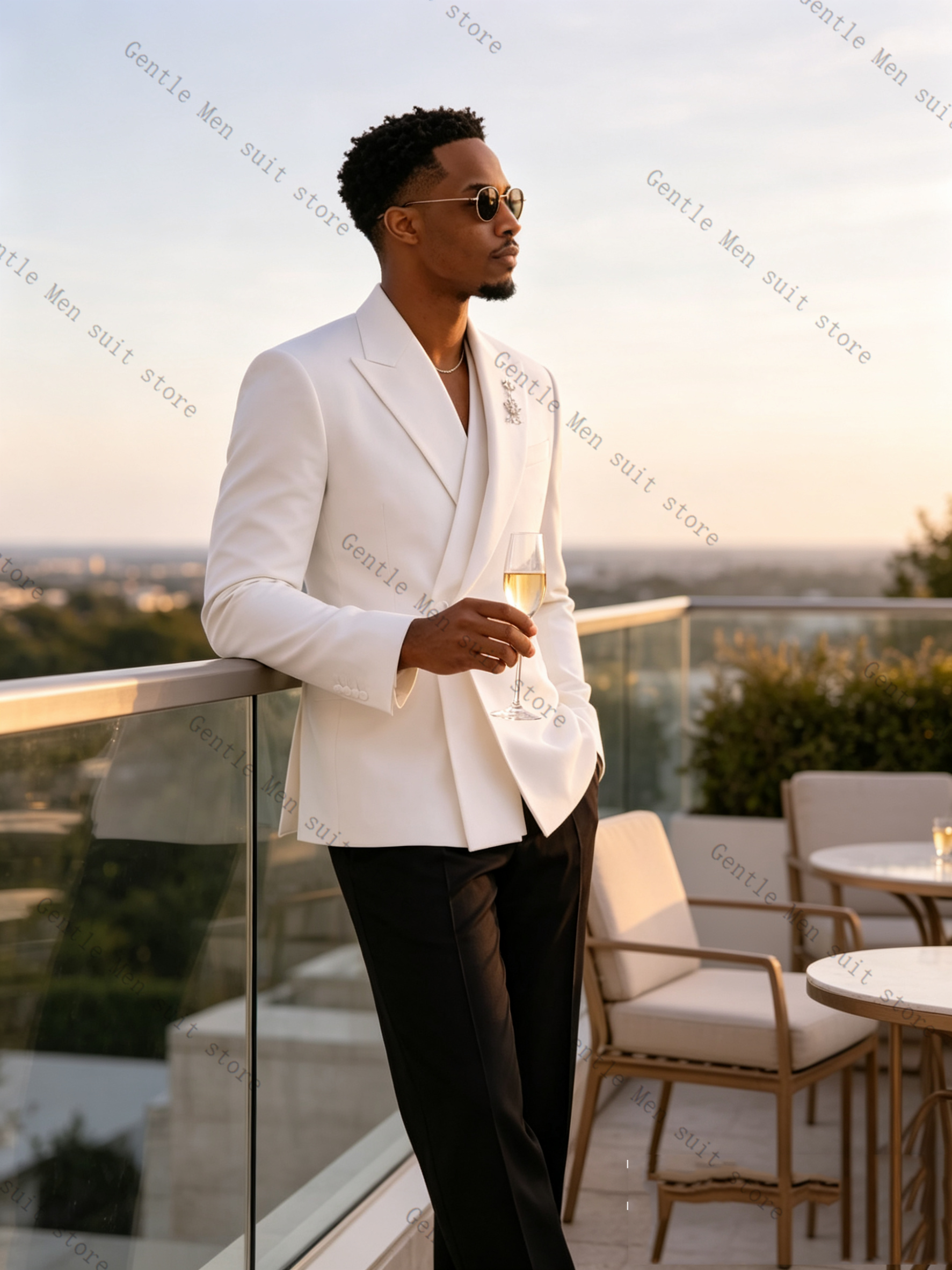 White Men Suit Set 2 Pcs Blaze - مراجعة Men Formal Wear With Coat وسعره