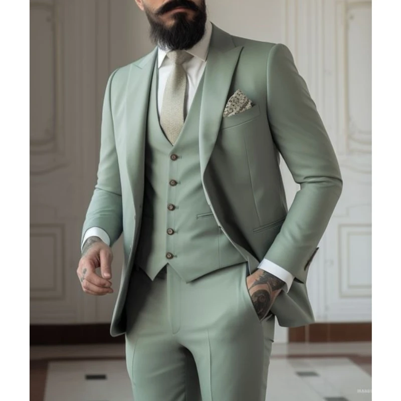 Light green Suits Men Suits 3  - مراجعة Men Formal Wear With Coat وسعره