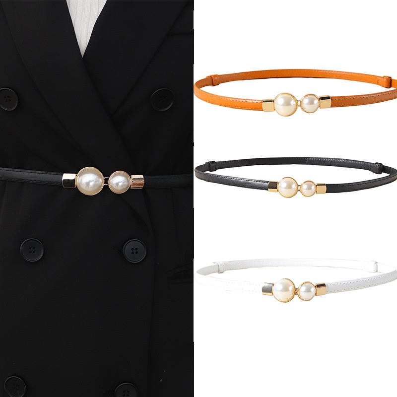 Elegant Vintage Pearl Waist Ch - مراجعة Formal Belt Leather Thin وسعره