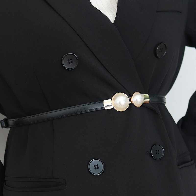 Elegant Vintage Pearl Waist Ch - مراجعة Formal Belt Leather Thin وسعره