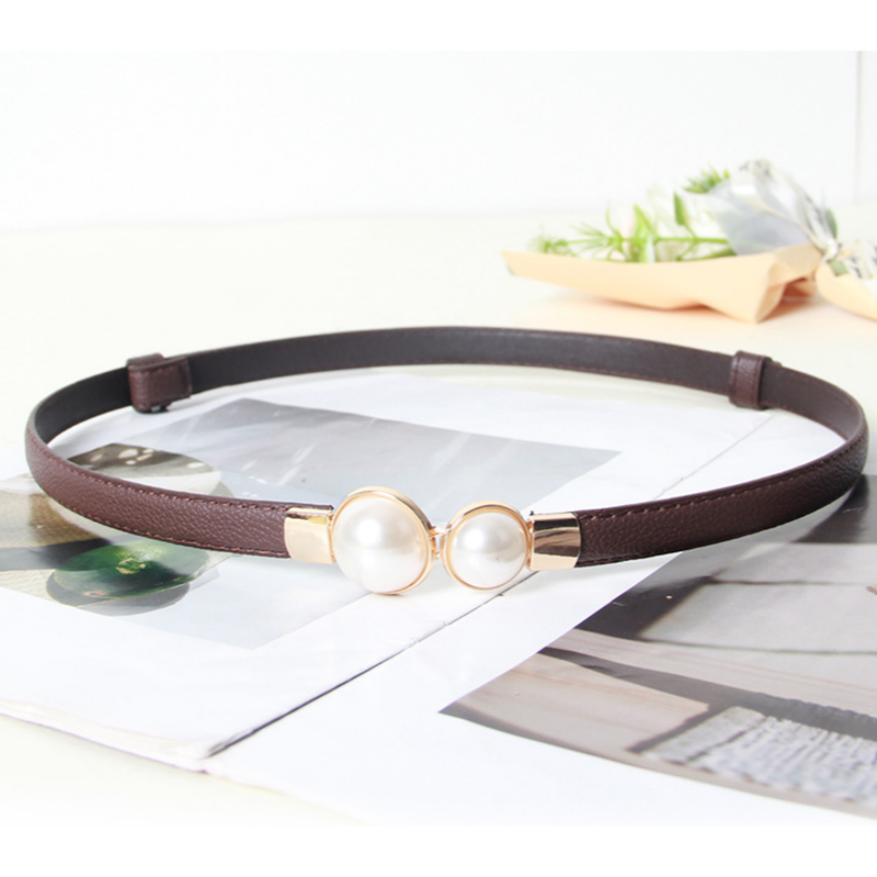 Elegant Vintage Pearl Waist Ch - مراجعة Formal Belt Leather Thin وسعره