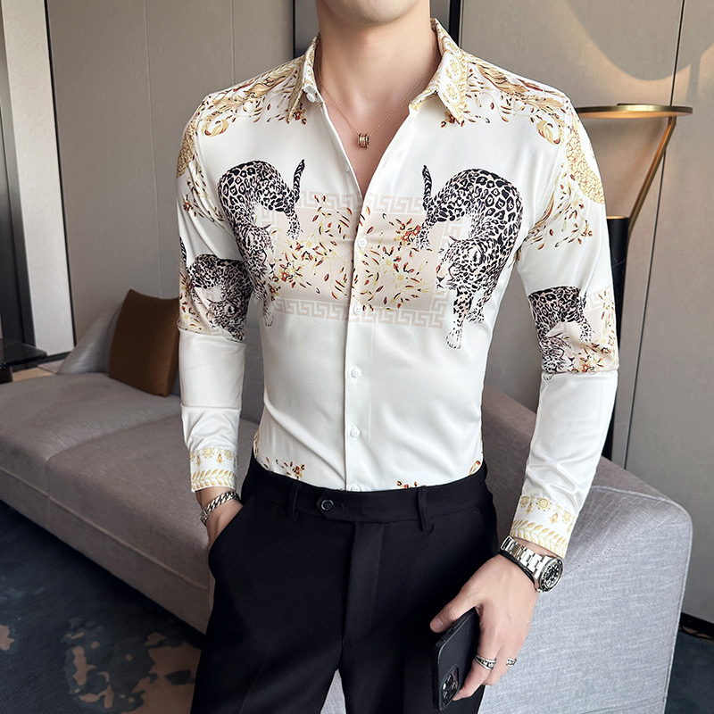Luxury Men's Printed Shirts Sp - مراجعة Korean Men Formal Wear وسعره