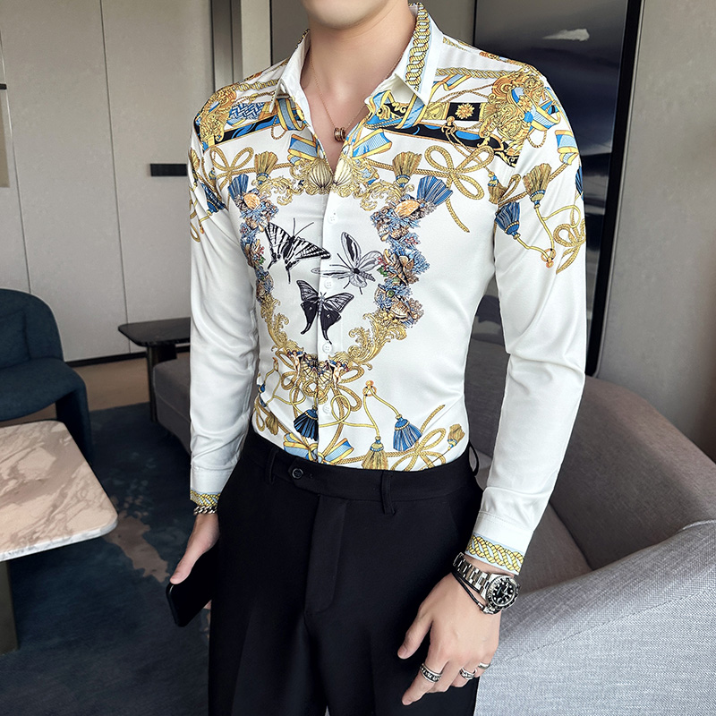 Luxury Men's Printed Shirts Sp - مراجعة Korean Men Formal Wear وسعره