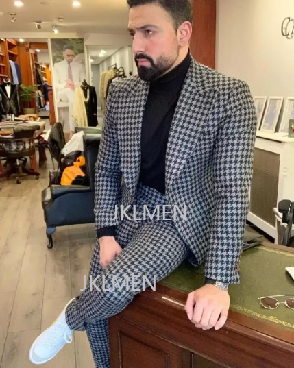 Houndstooth Mens Suits 2PCS We - مراجعة Men Formal Wear Pants وسعره