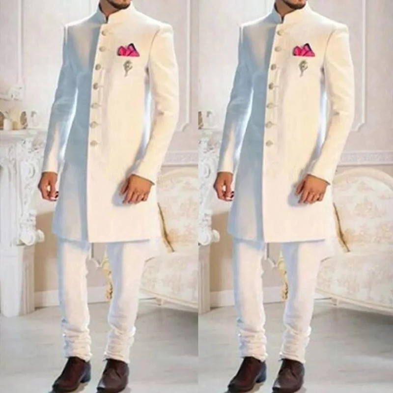 Fashion Design White Stand Col - مراجعة Men'S Formal Ethnic Wear وسعره