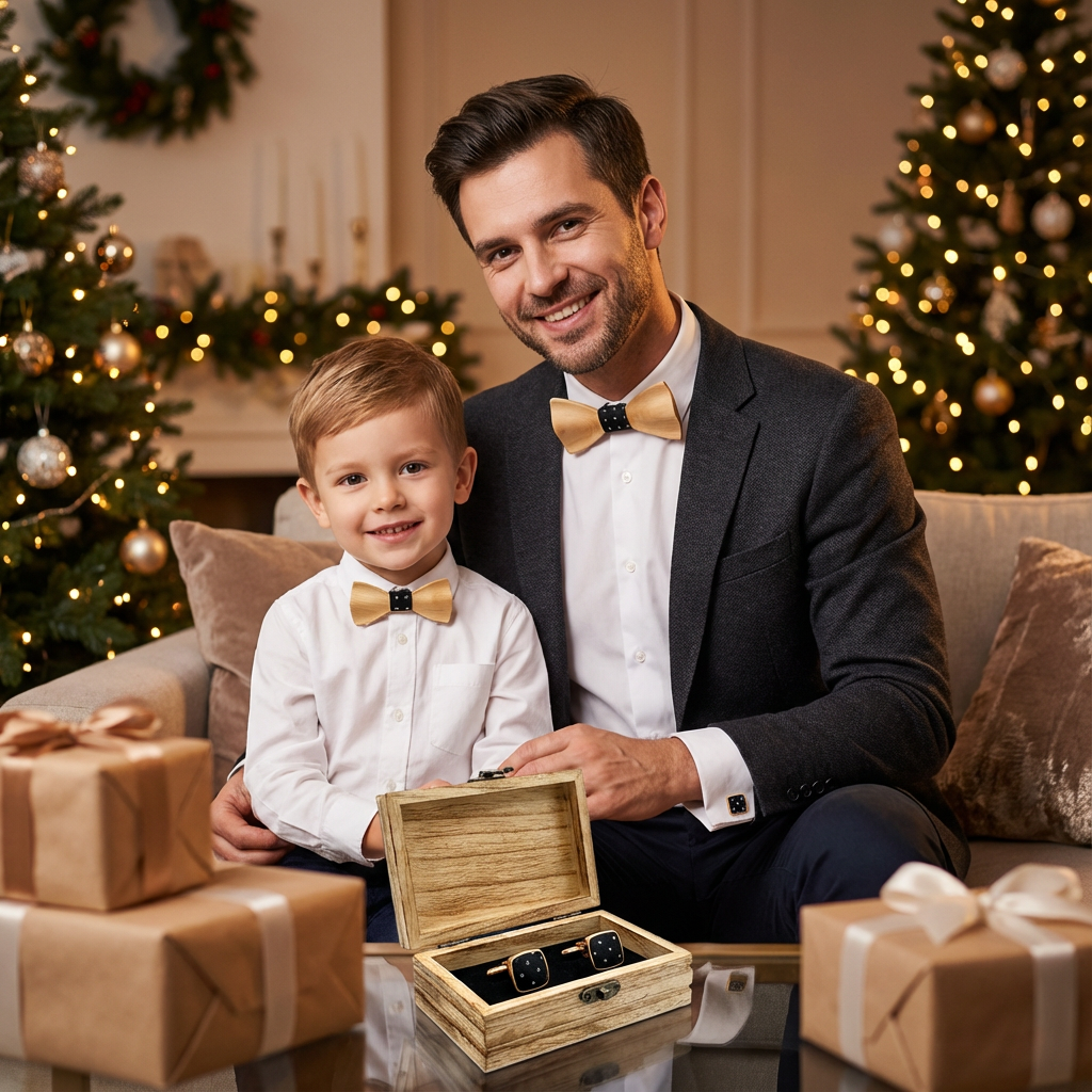 Wooden Bowtie Kit Father and k - مراجعة Formal Wear For Men Kids وسعره