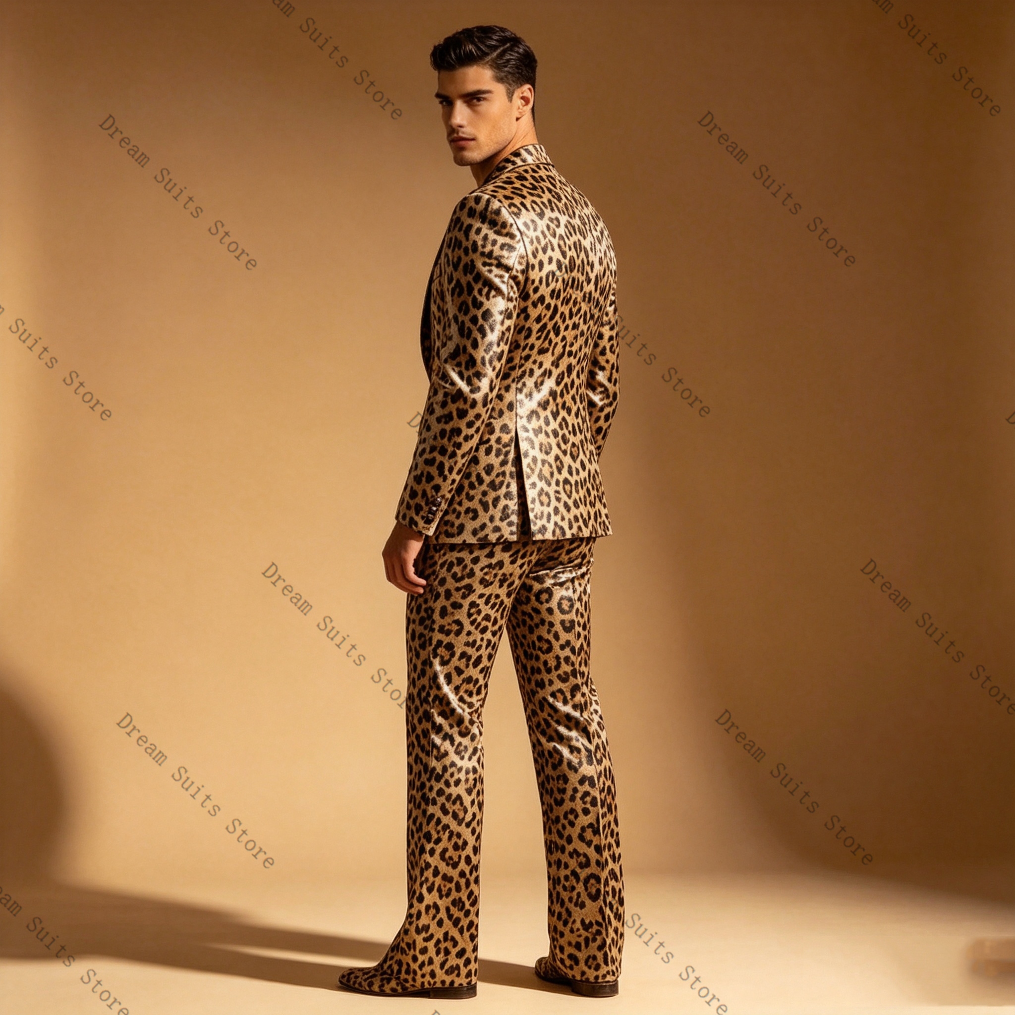Leopard Print Men Suit Set 2 P - مراجعة Men Formal Wear With Coat وسعره