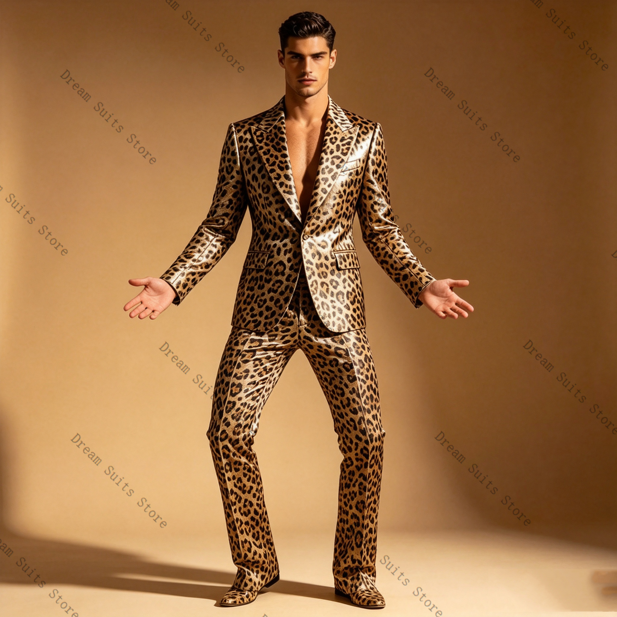Leopard Print Men Suit Set 2 P - مراجعة Men Formal Wear With Coat وسعره