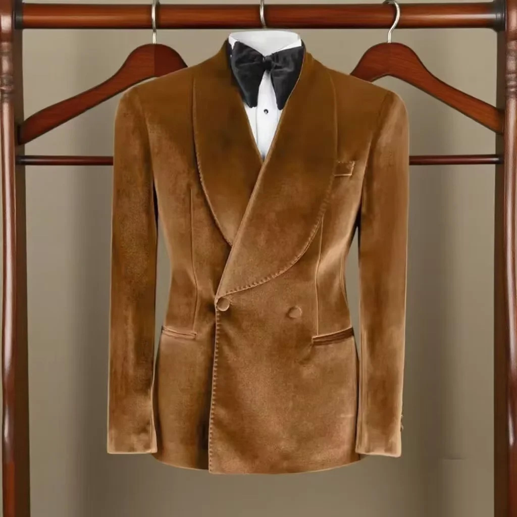 Velvet Men's Suits Blazer Doub - مراجعة Men Formal Wear With Coat وسعره