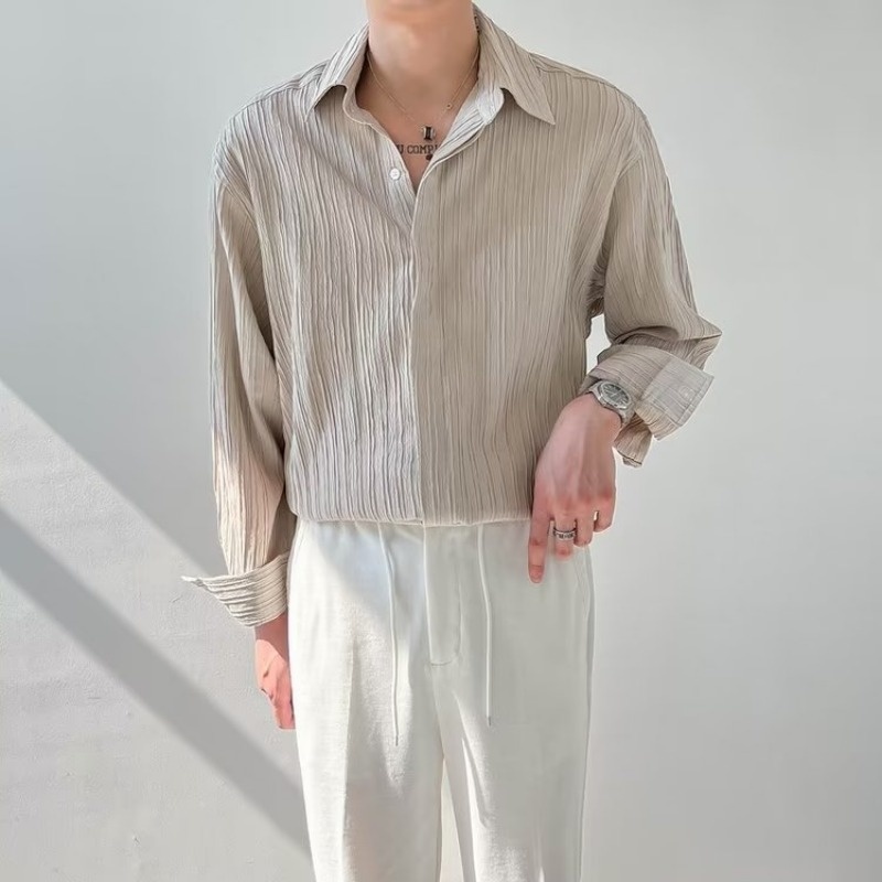 Black Apricot White Long-sleev - مراجعة Korean Men Formal Wear وسعره